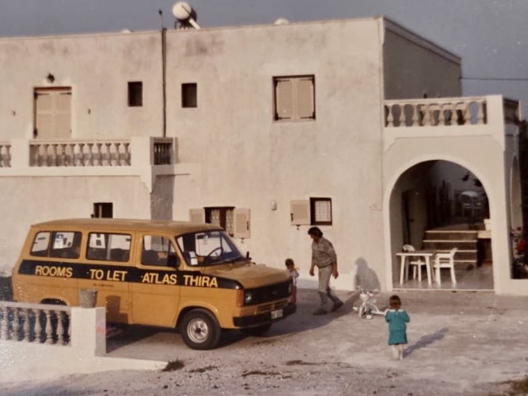 Early days at Pension Atlas with the Atlas Thira van