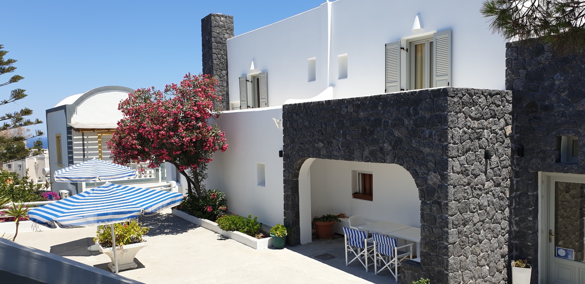 Outdoor seating at our pension